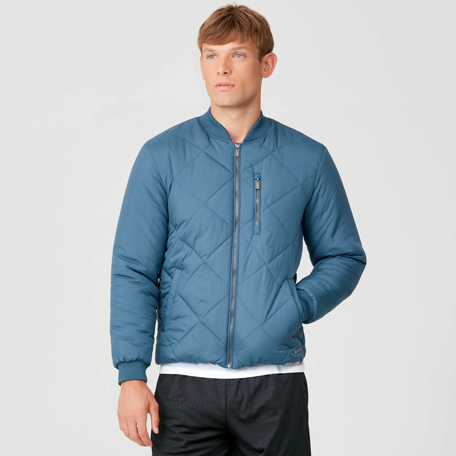 MP Men's Pro-Tech Quilted Bomber Jacket - Petrol Blue - XS Bilde 1