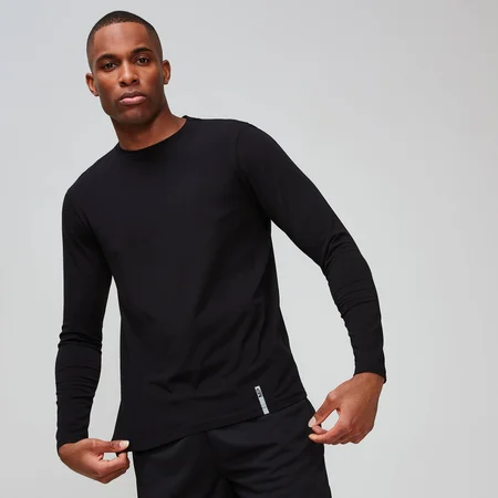 MP Men's Luxe Classic langermet T-skjorte med rund hals – Svart