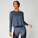 Metallic Langermet Topp — Navy
