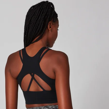 MP Women's Power Longline sports-BH – Svart
