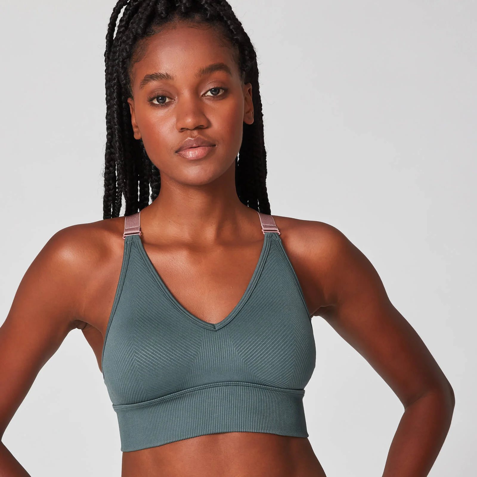 MP Luxe Ribbed Seamless Sports Bra - Castle Rock - XS Bilde 1