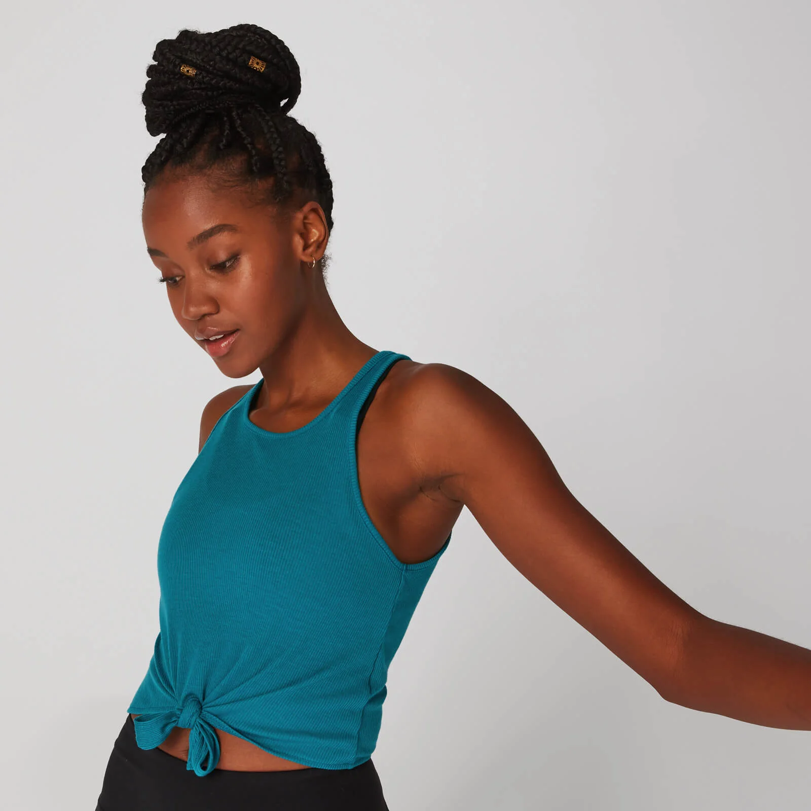 Rib Tie Front Vest - Blå - XS Bilde 1