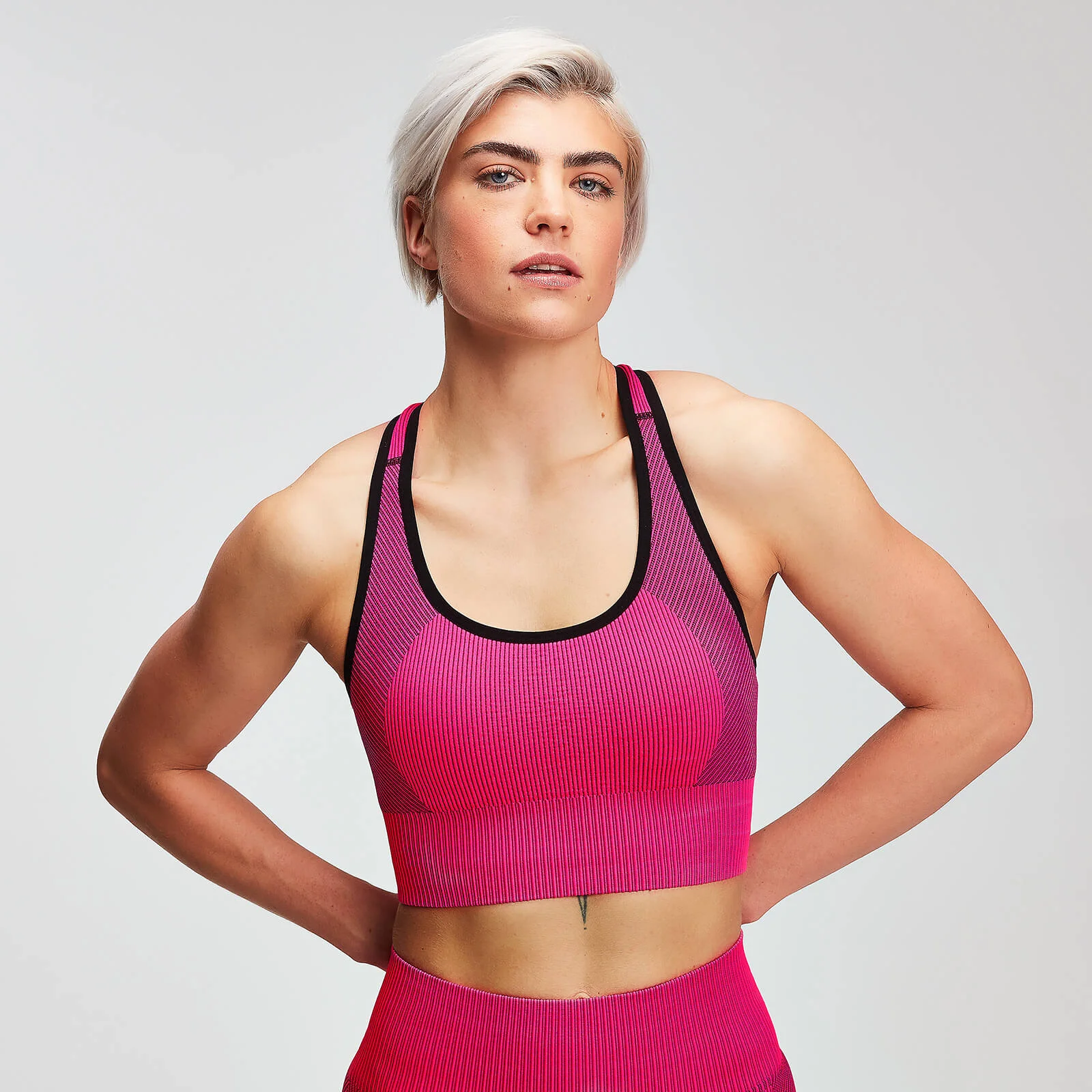 MP Women's Contrast Seamless Sports Bra - Super Pink - XS Bilde 1