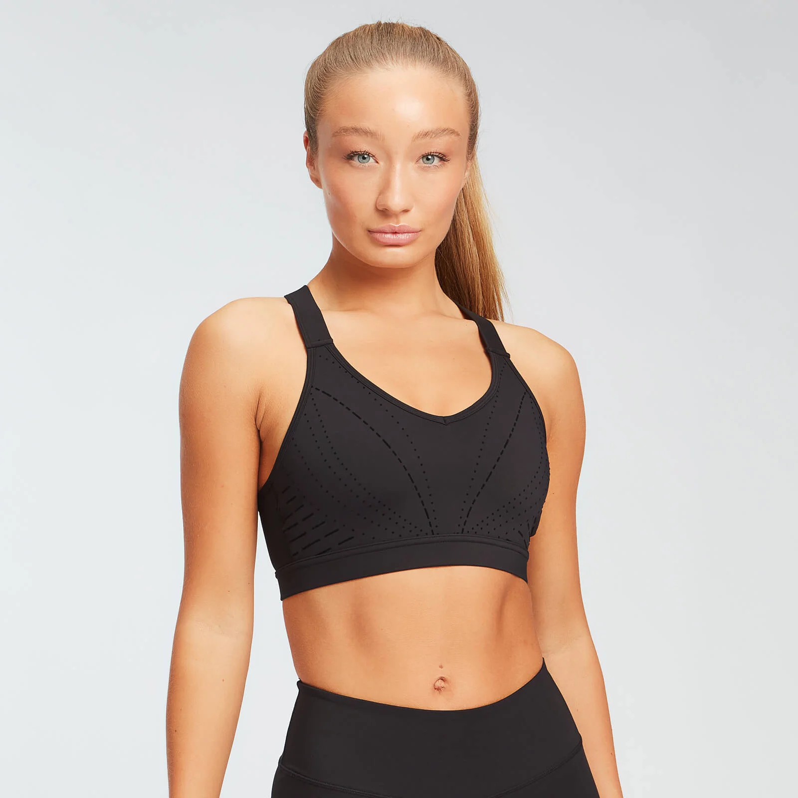 MP Women's Geo Print Placement-BH – Svart - XS Bilde 1