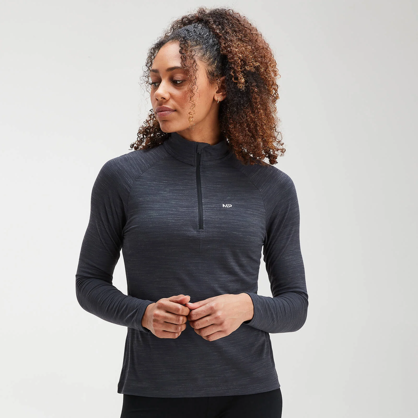 MP Women's Performance Zip Training Top- Black/Charcoal Marl - XS Bilde 1