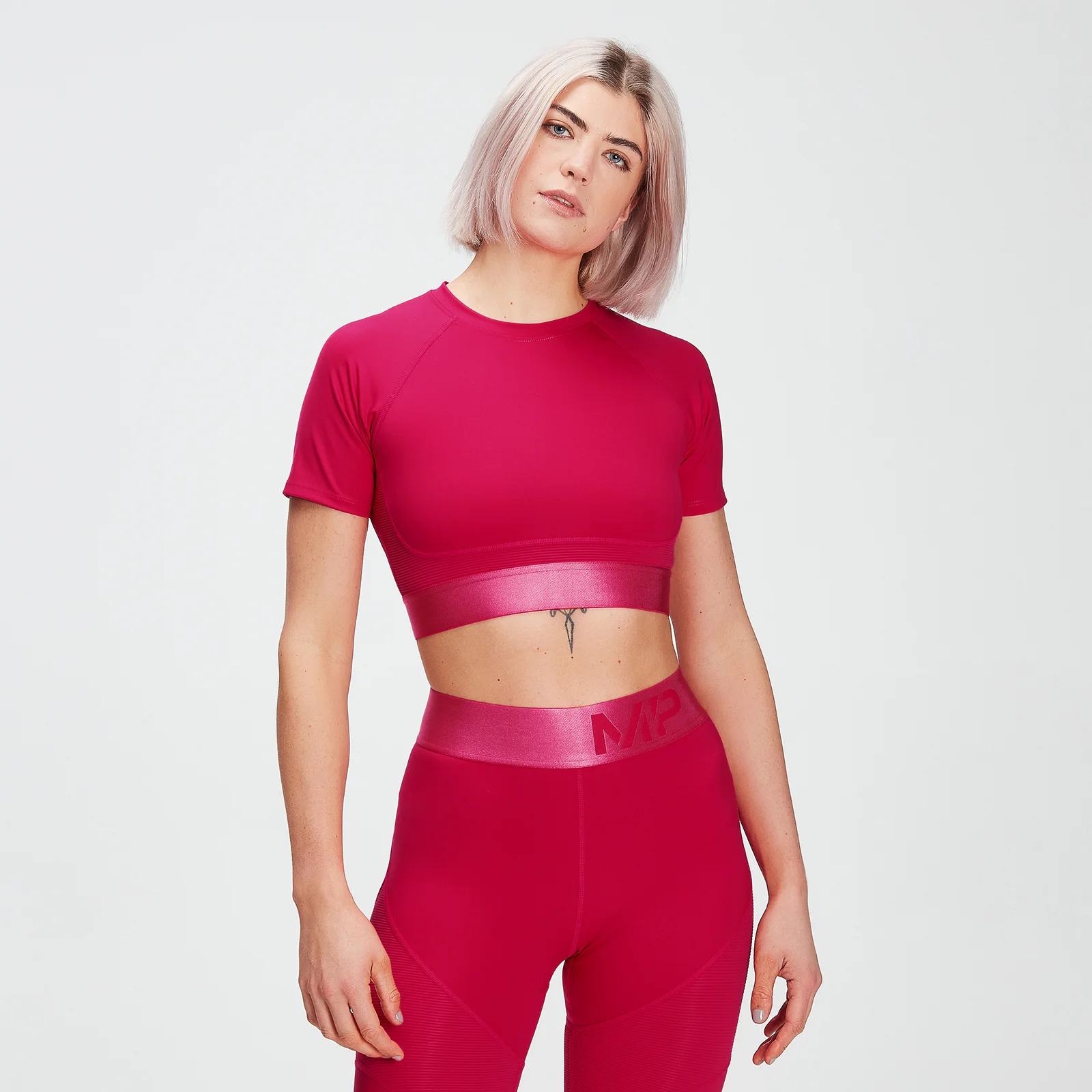 MP Women's Adapt Textured Crop Top- Virtual Pink - XXS Bilde 1