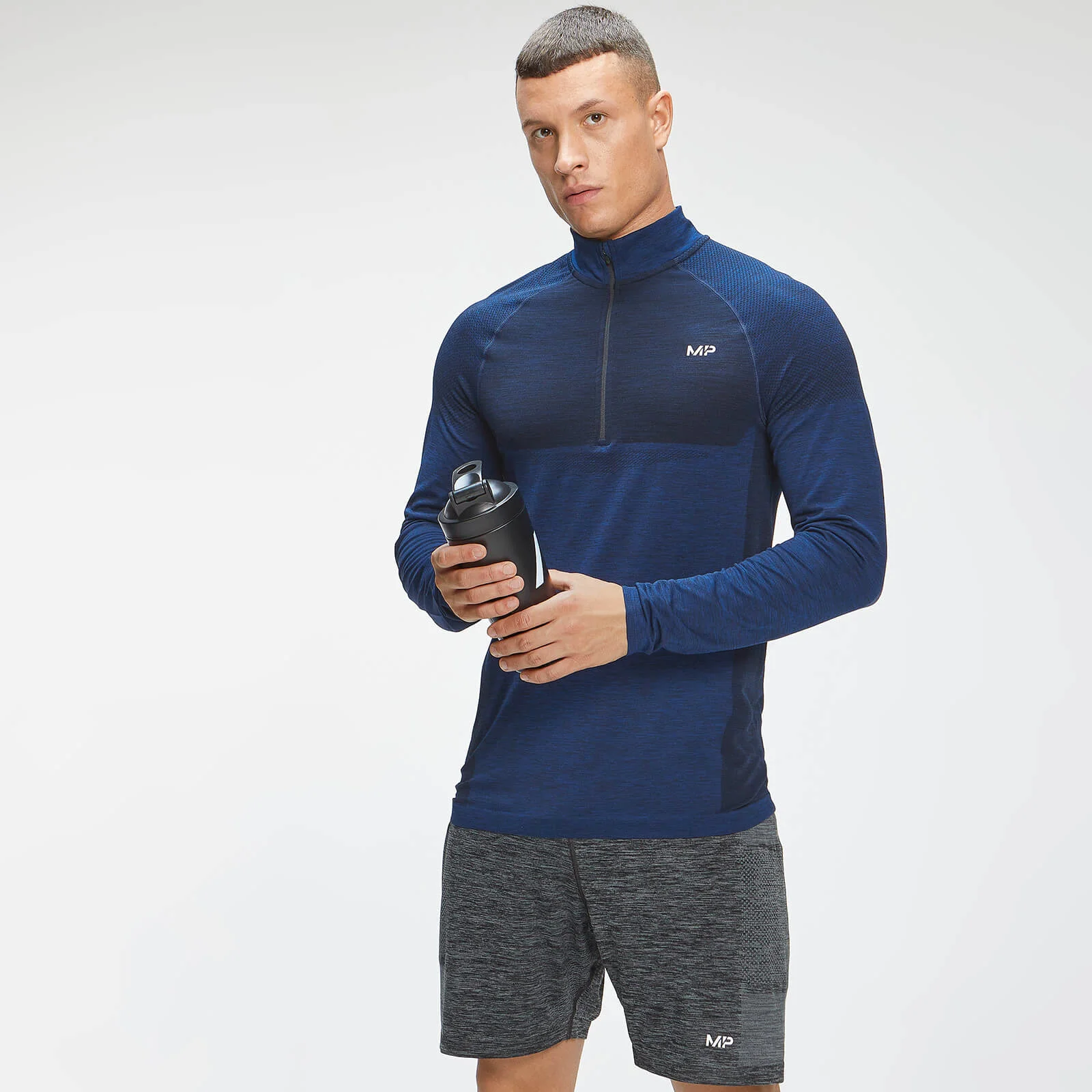 MP Men's Seamless 1/4 Zip - Intense Blue Marl - XXS Bilde 1