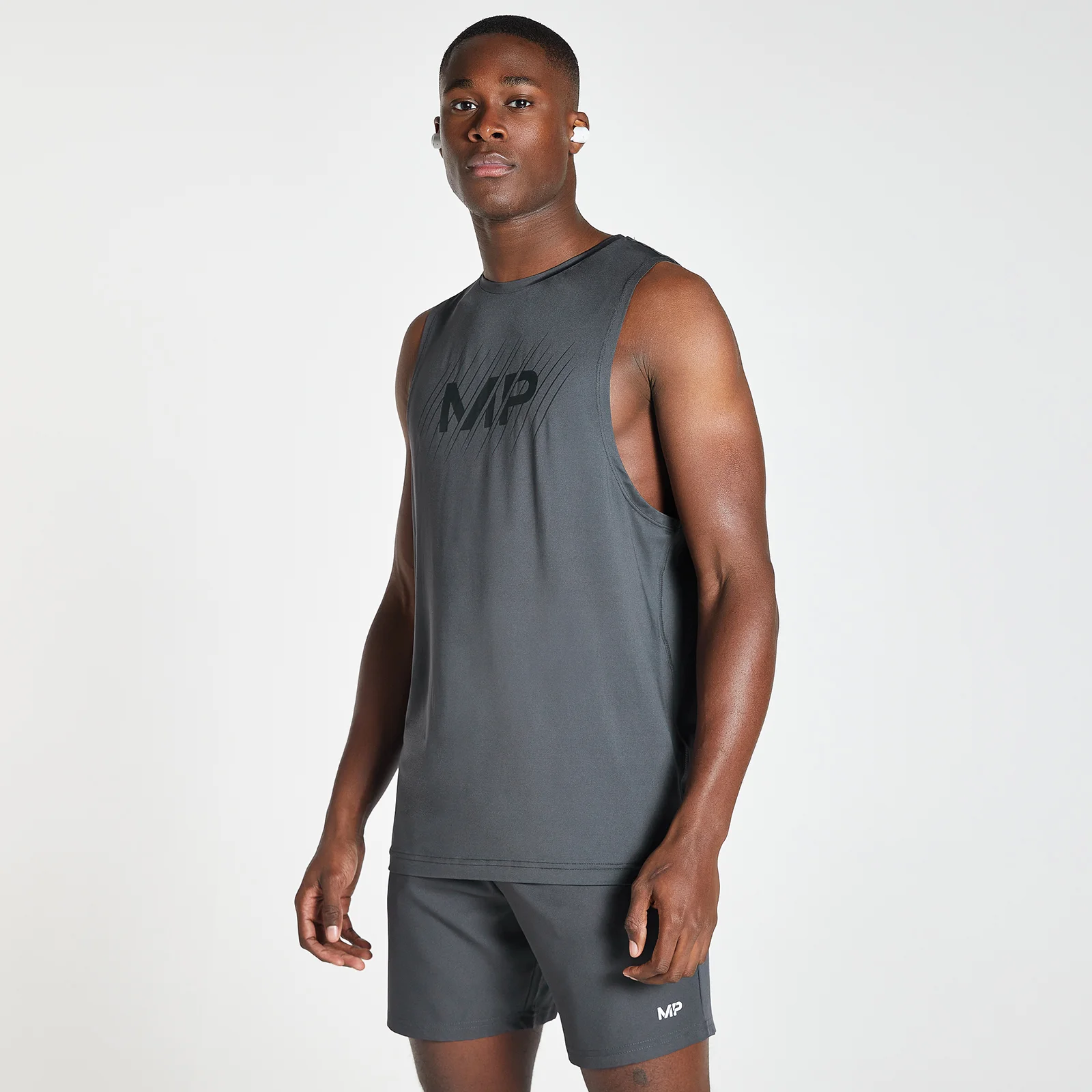 MP Men's Linear Line Graphic Essentials Training Tank Top - Gun Metal - XS Bilde 1