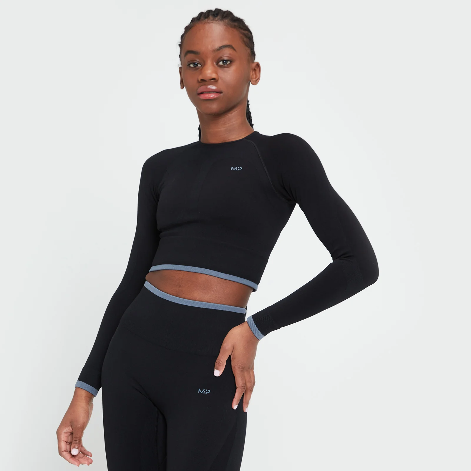 MP Women's Adapt Seamless Long Sleeve Crop Top - Black - XXS Bilde 1