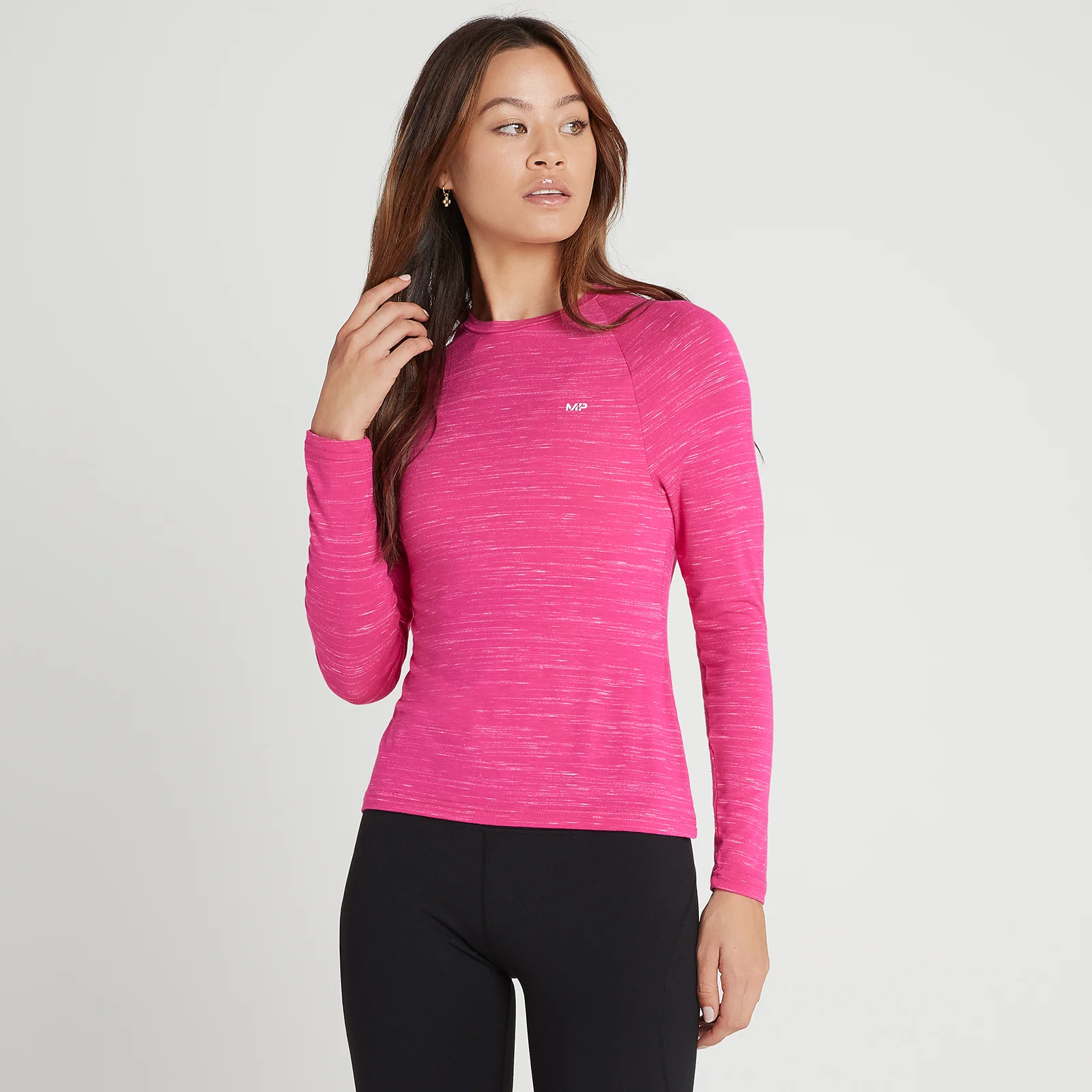 MP Women's Performance Long Sleeve Training T-Shirt - Magenta Marl/White Fleck - XXS Bilde 1