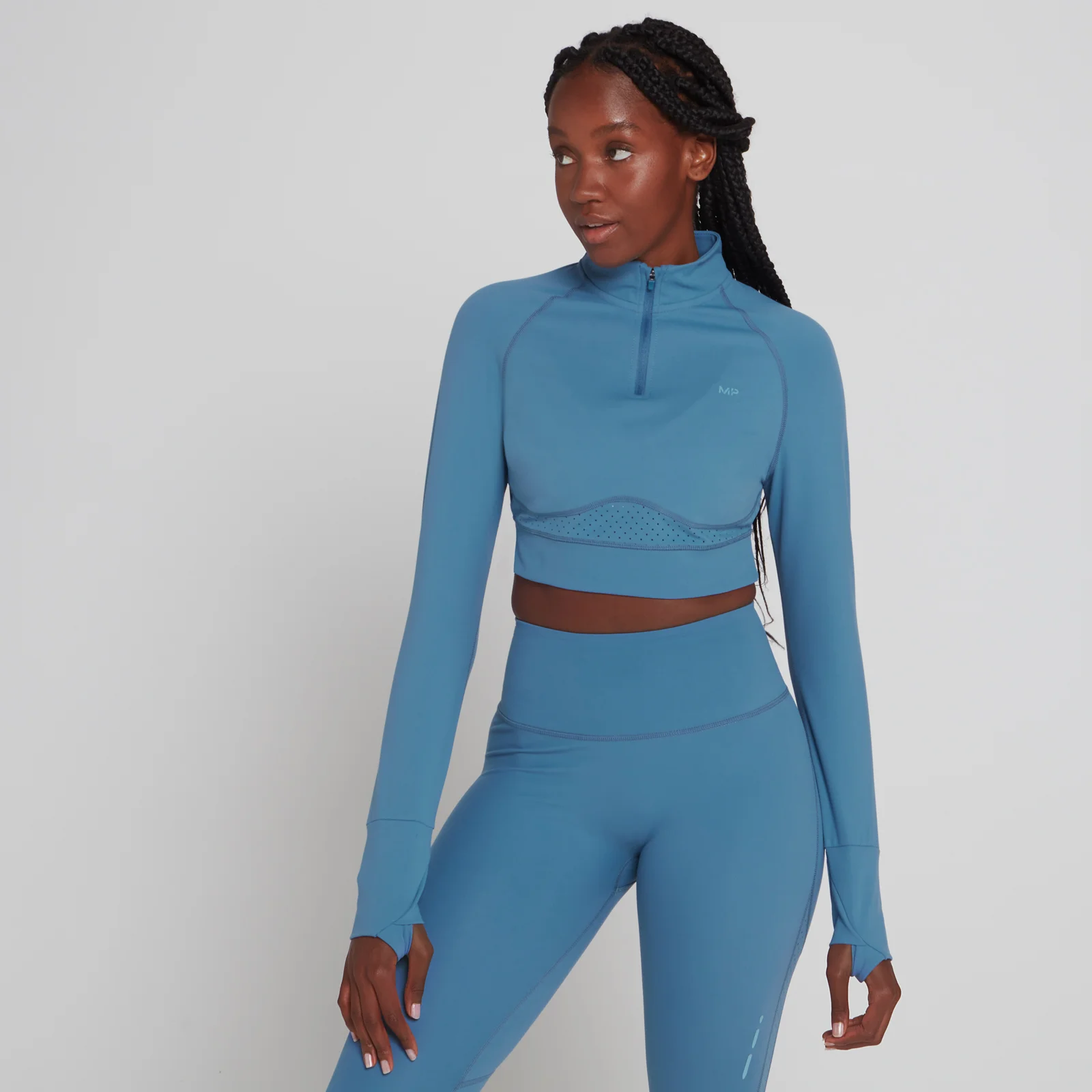 MP Women's Power Ultra Cropped 1/4 Zip Top - Moonlight Blue - XXS Bilde 1