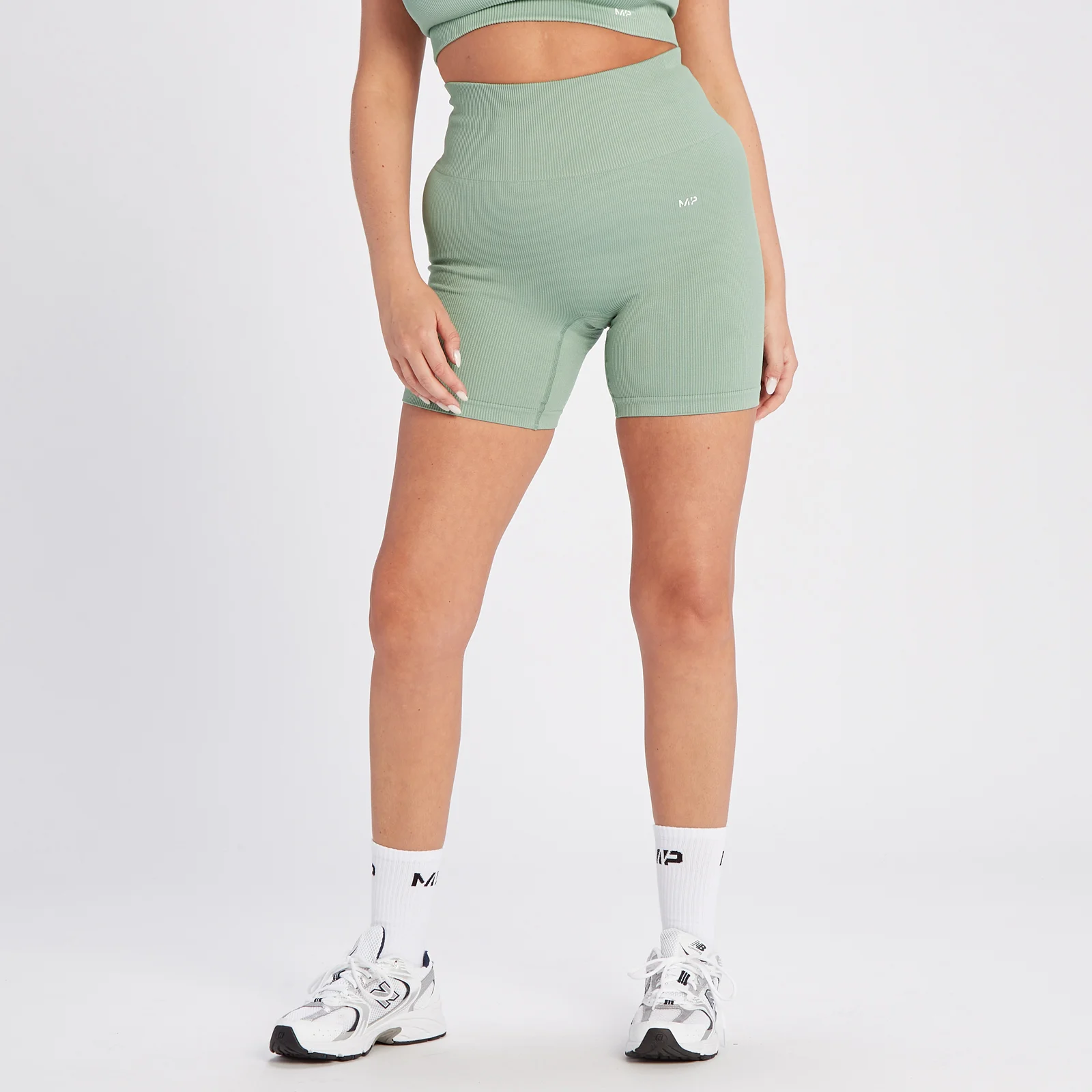 MP Women's Tempo Rib Seamless Shorts - Sage Grey - XS Bilde 1