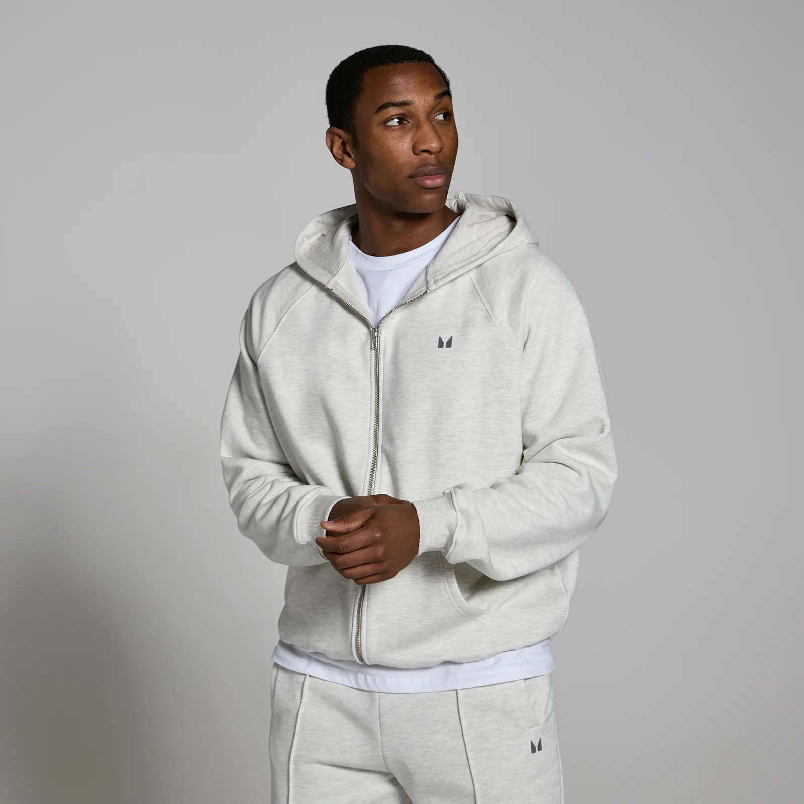 MP Men's Lifestyle Heavyweight Zip Through Hoodie - Light Grey Marl - XS Bilde 1
