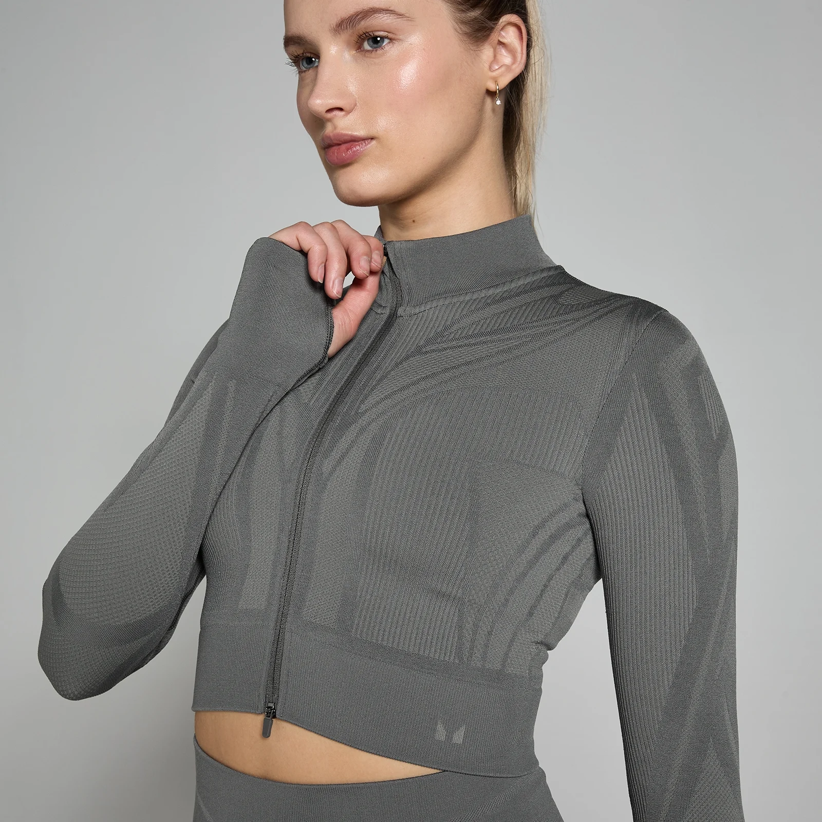 MP Women's Tempo Ultra Geometric Crop Seamless Jacket - Carbon - XS Bilde 1