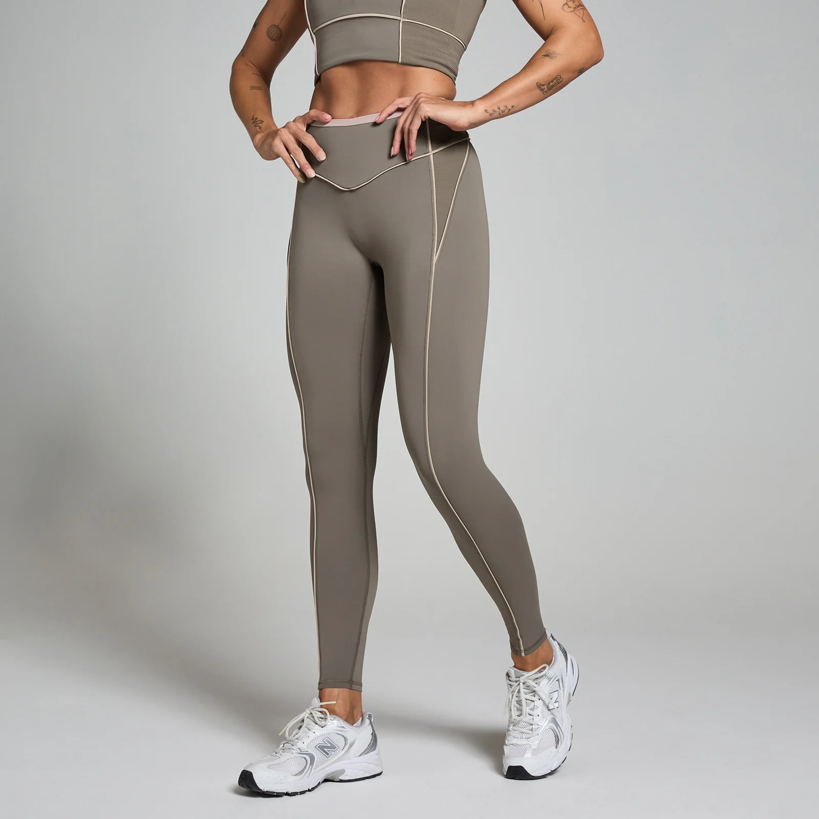 MP Women's Tempo Contrast Texture Leggings - Espresso - XL Bilde 1