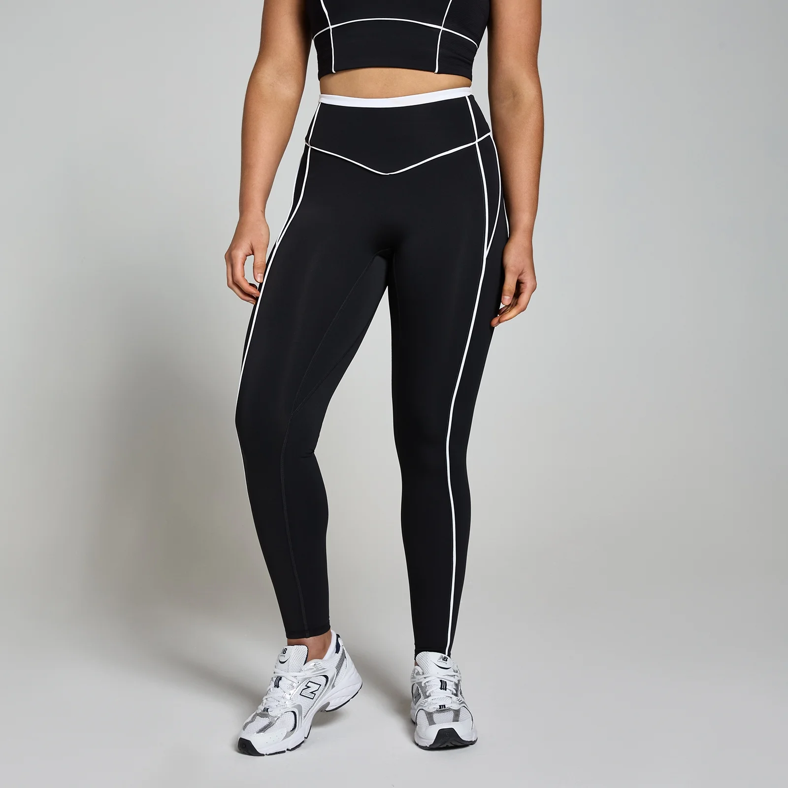 MP Women's Tempo Contrast Texture Leggings - Black - XS Bilde 1