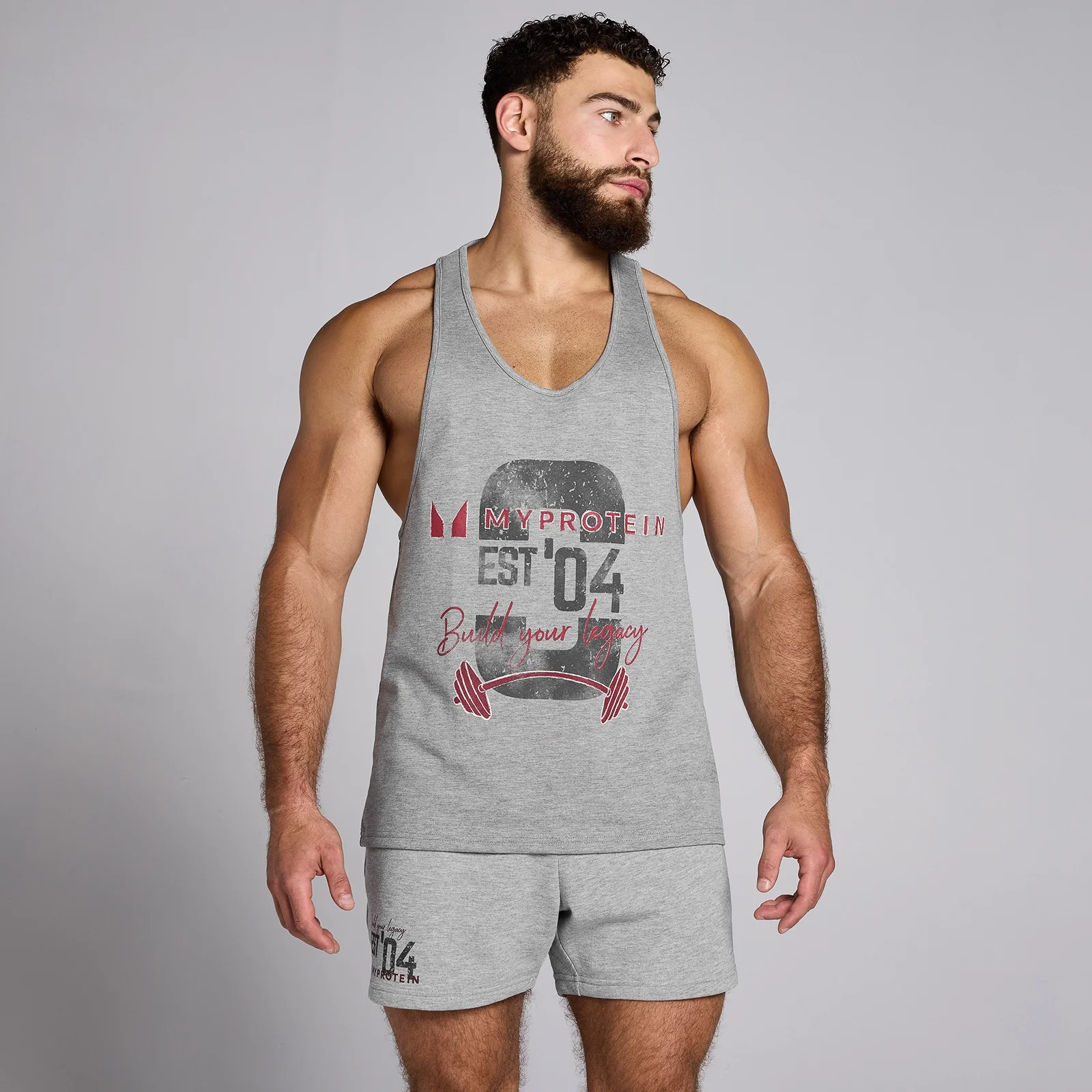 MP Men's Origin Graphic Stringer - Grey Marl - XXXL Bilde 1