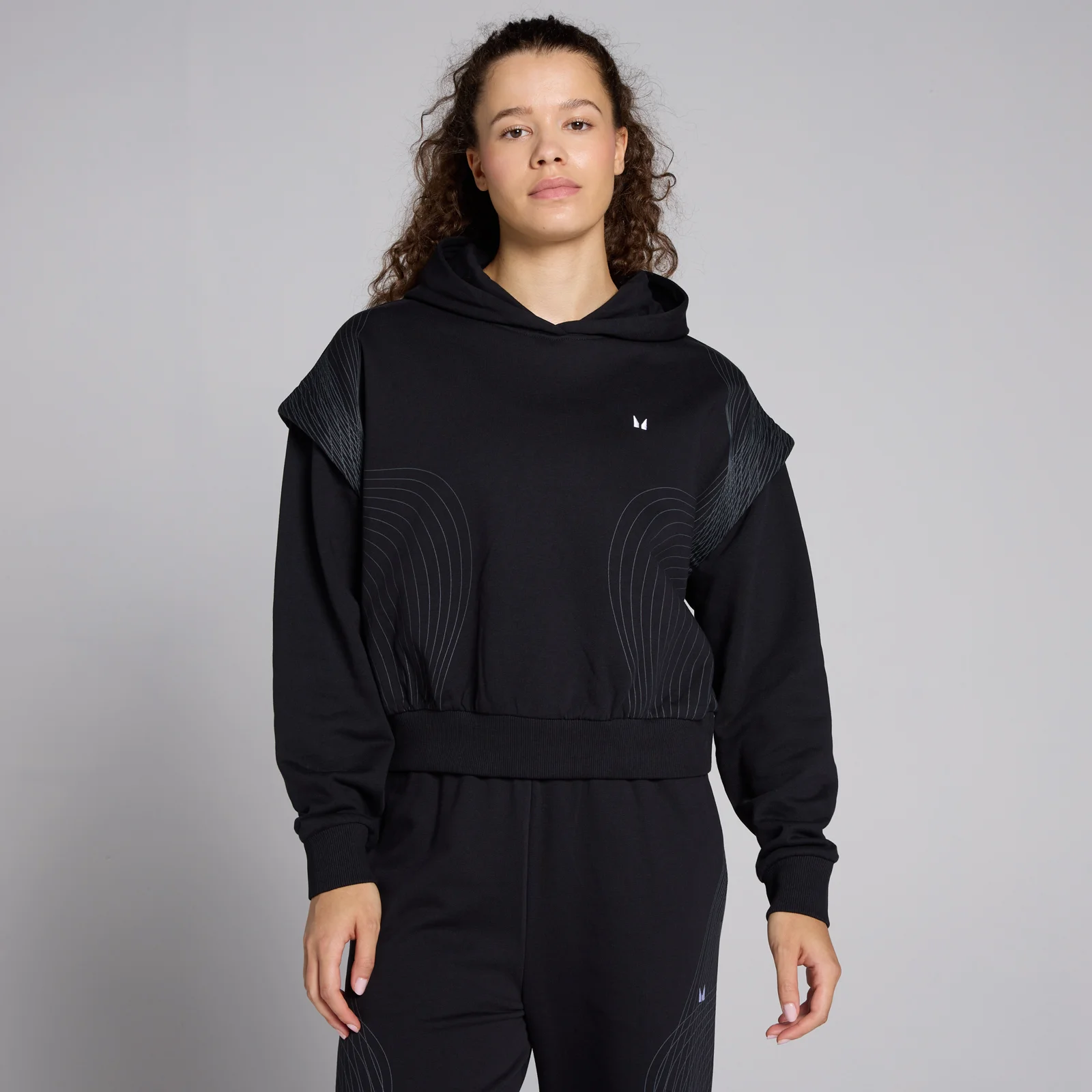 MP Women's Tempo Graphic Crop Hoodie - Black - S Bilde 1