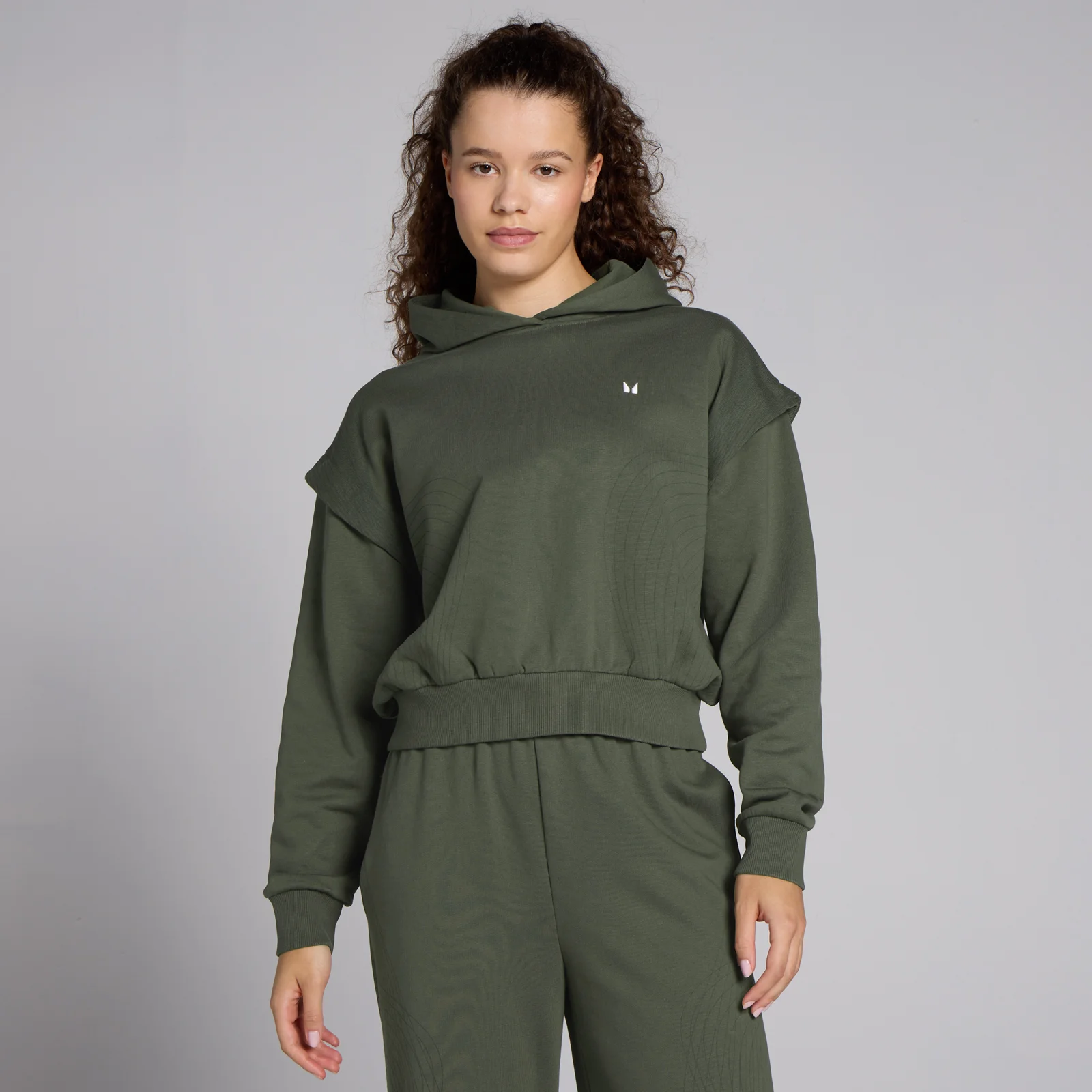 MP Women's Tempo Graphic Crop Hoodie - Dark Olive - XS Bilde 1