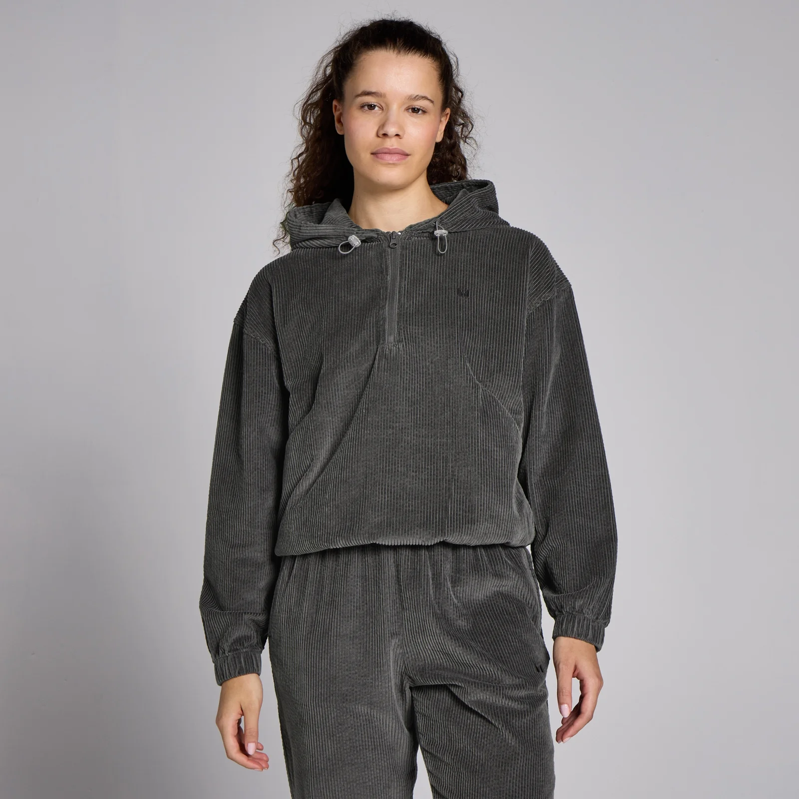 MP Women's Corduroy 1/4 Zip Hoodie - Gun Metal - L Bilde 1