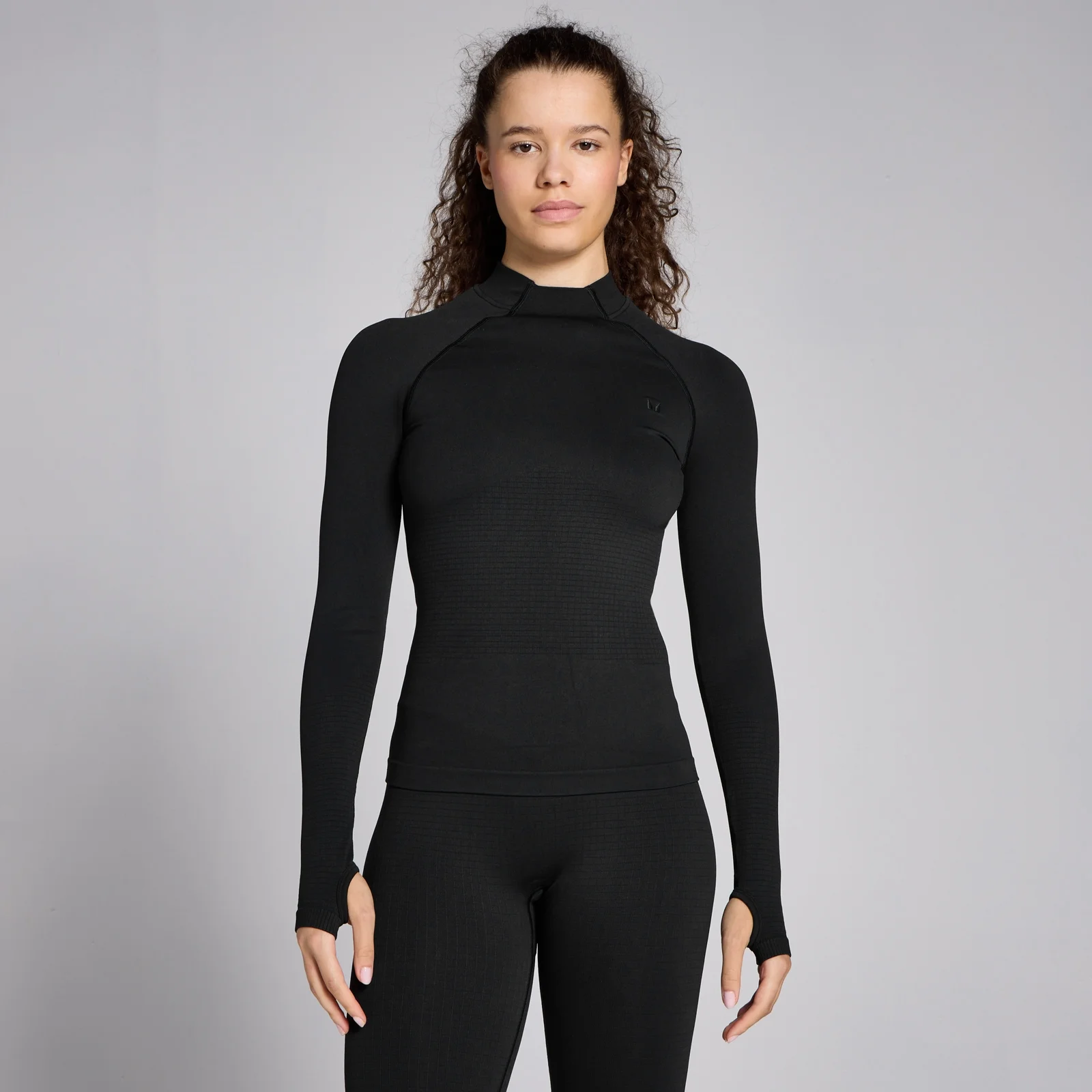 MP Women's Waffle Seamless Long Sleeve Top - Black - XXL Bilde 1
