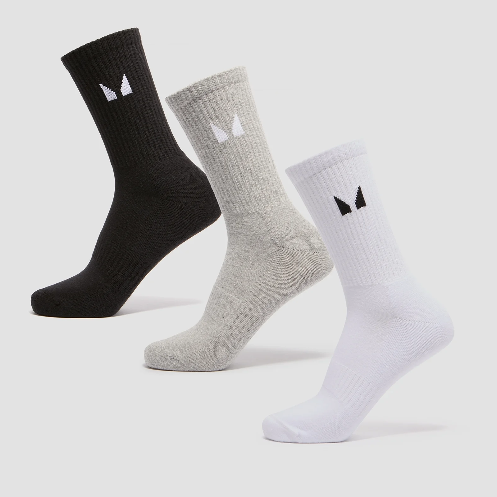 MP Unisex Crew Socks (3 Pack) - White/Black/Grey Marl - UK 2-5 Bilde 1