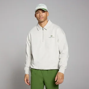 MP Men's Retro Graphic Collared 1/4 Zip - Grey Marl - Size S