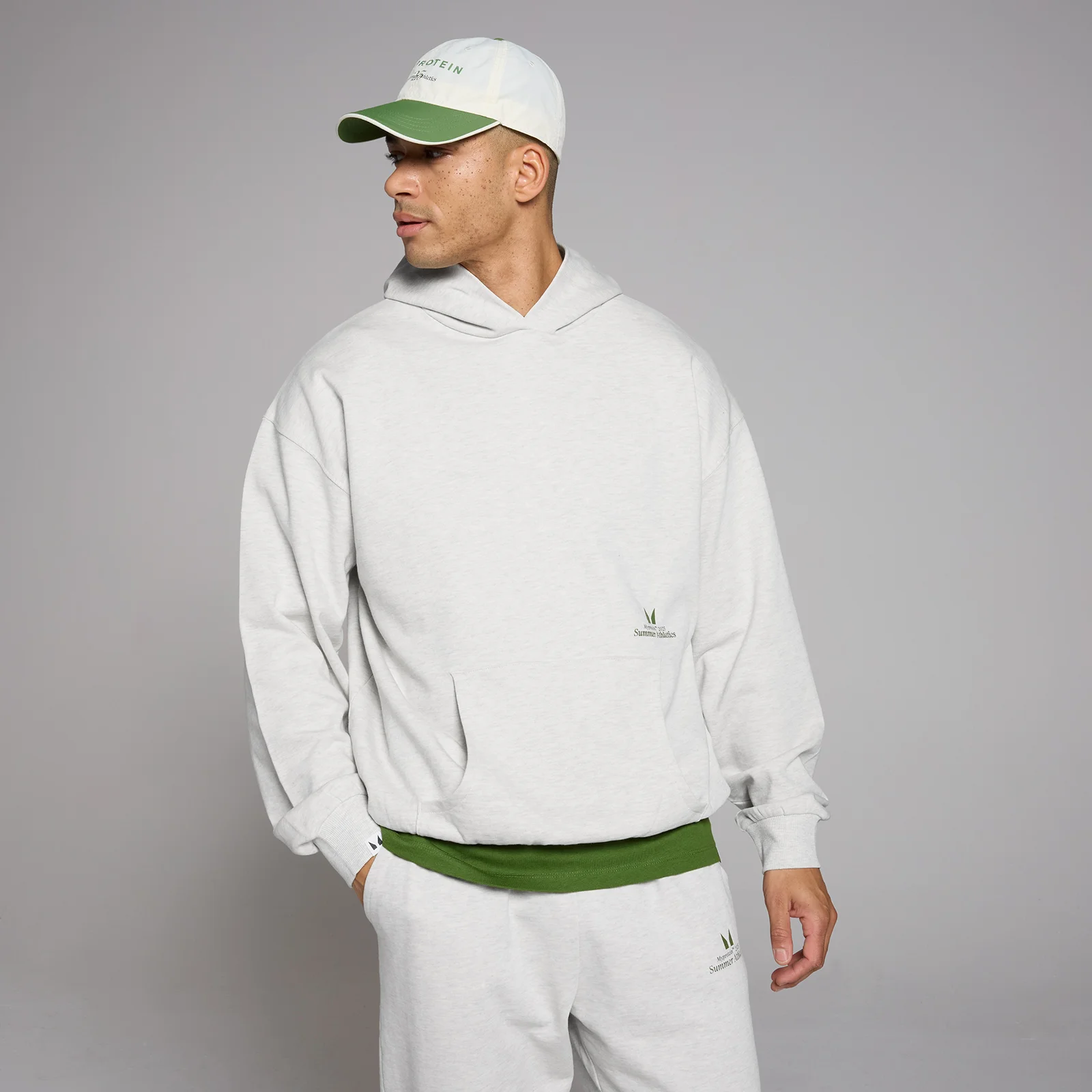 MP Retro Graphic Oversized Hoodie - Grey Marl - S-M Bilde 1