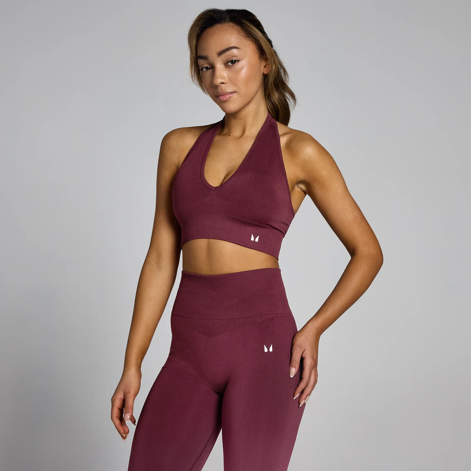 MP Women's Tempo Seamless Halter Neck Bra - Red Wine - L Bilde 1