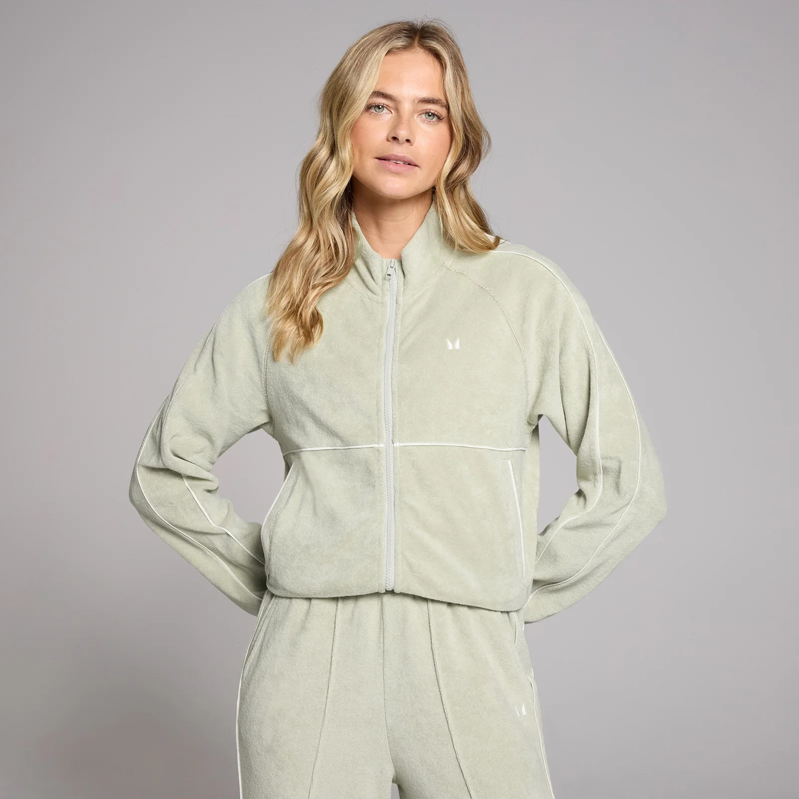 MP Women's Lifestyle Towelling Tracksuit Jacket - Mineral Green - XS Bilde 1