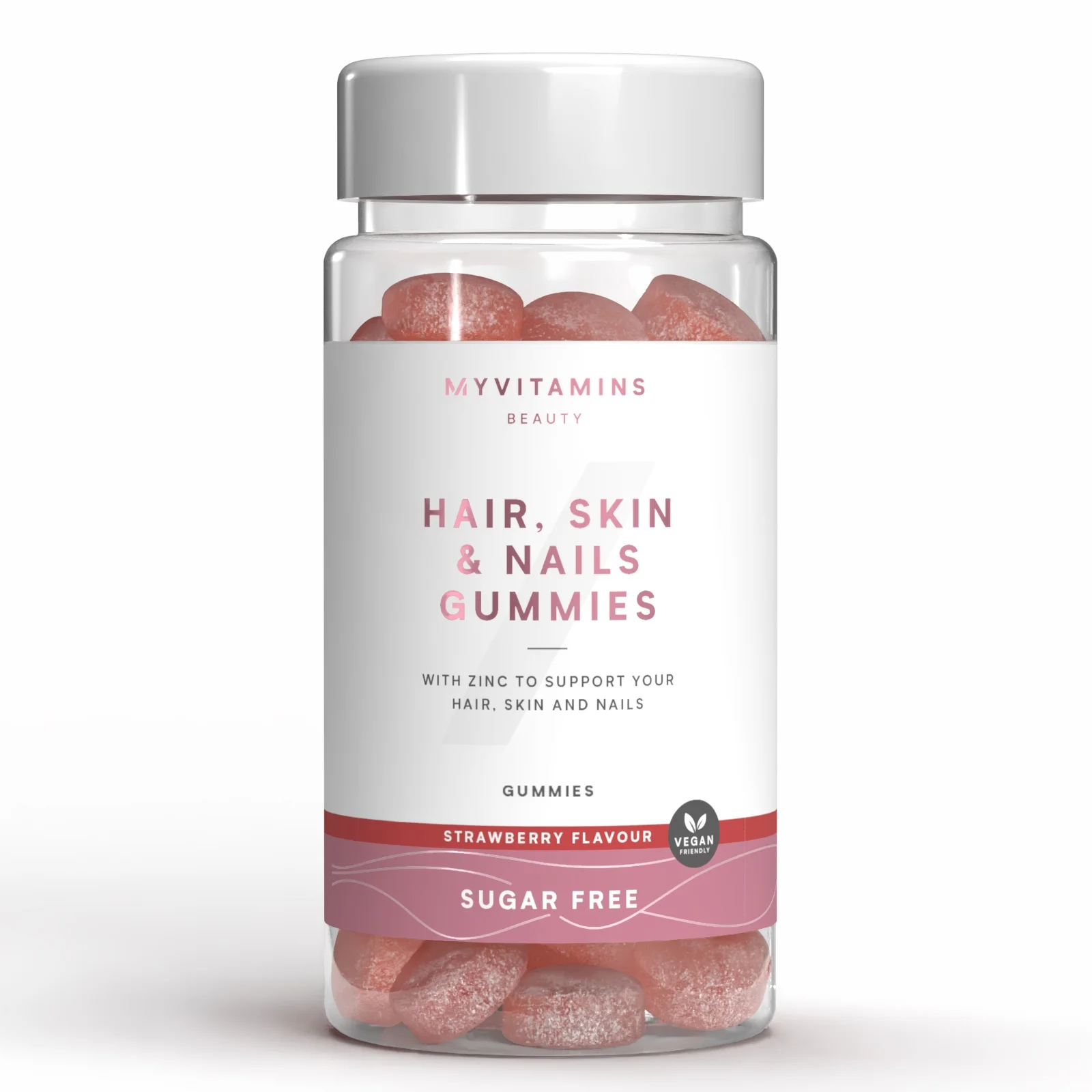 Myvitamins Sugar Free Hair, Skin & Nails, ALT - 60gummies - Sugar Free Strawberry Bilde 1