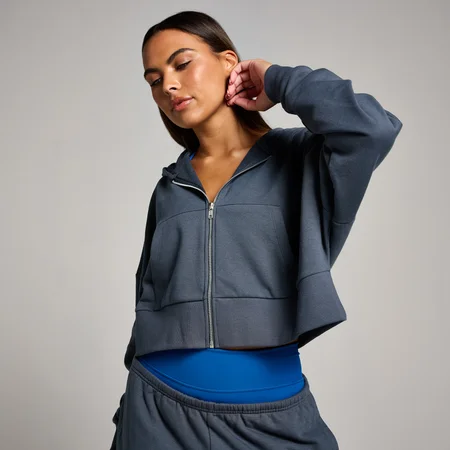 MP Women's Tempo Hybrid Cropped Zip Through Hoodie - Midnight