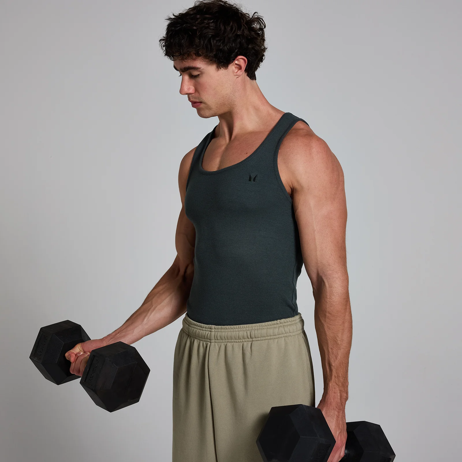 MP Men's Lift Ribbed Muscle Fit Tank - Washed Black - S Bilde 1