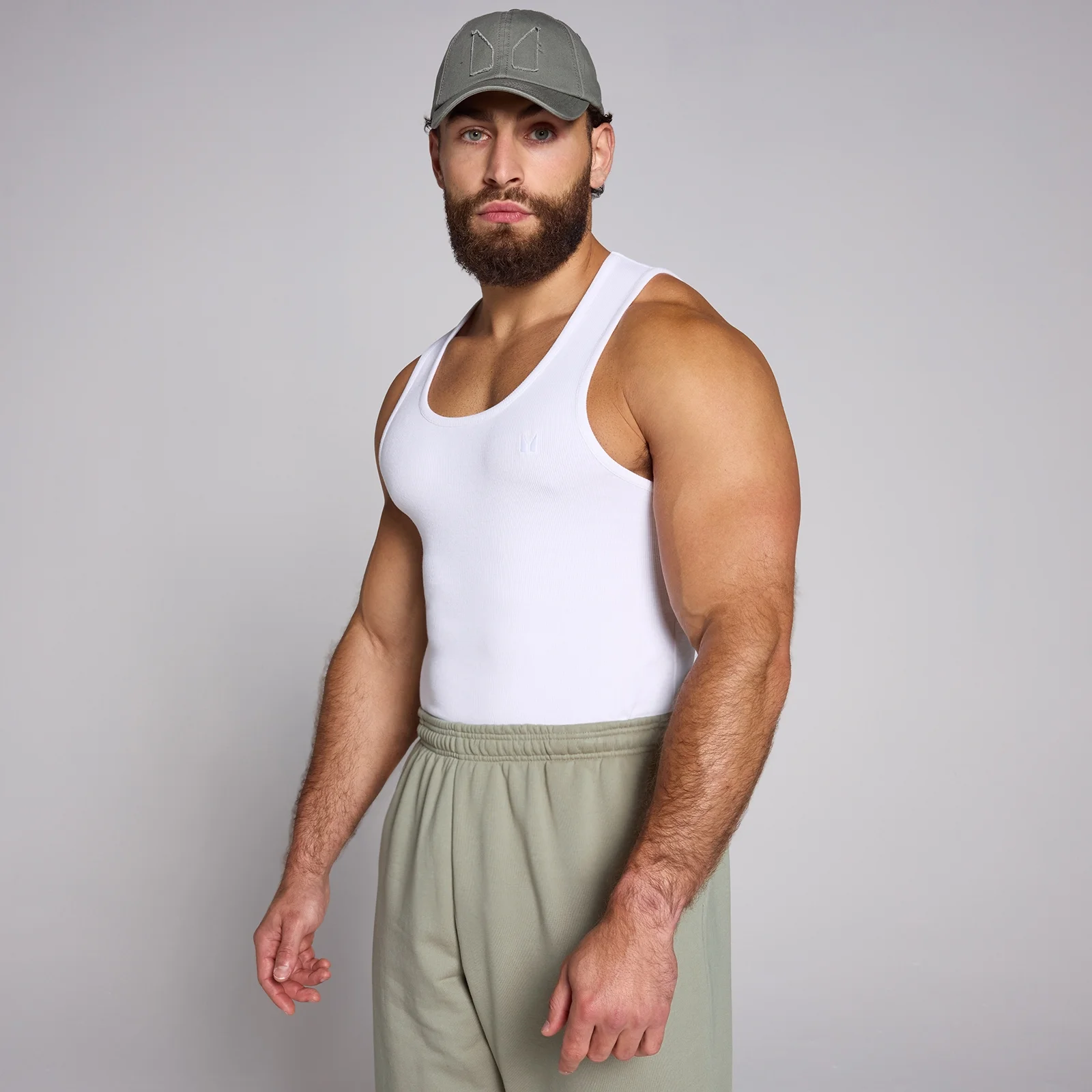 MP Men's Lift Ribbed Muscle Fit Tank - White - XS Bilde 1