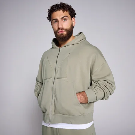 MP Men's Origin 2 Way Zip Applique Hoodie - Deep Sage