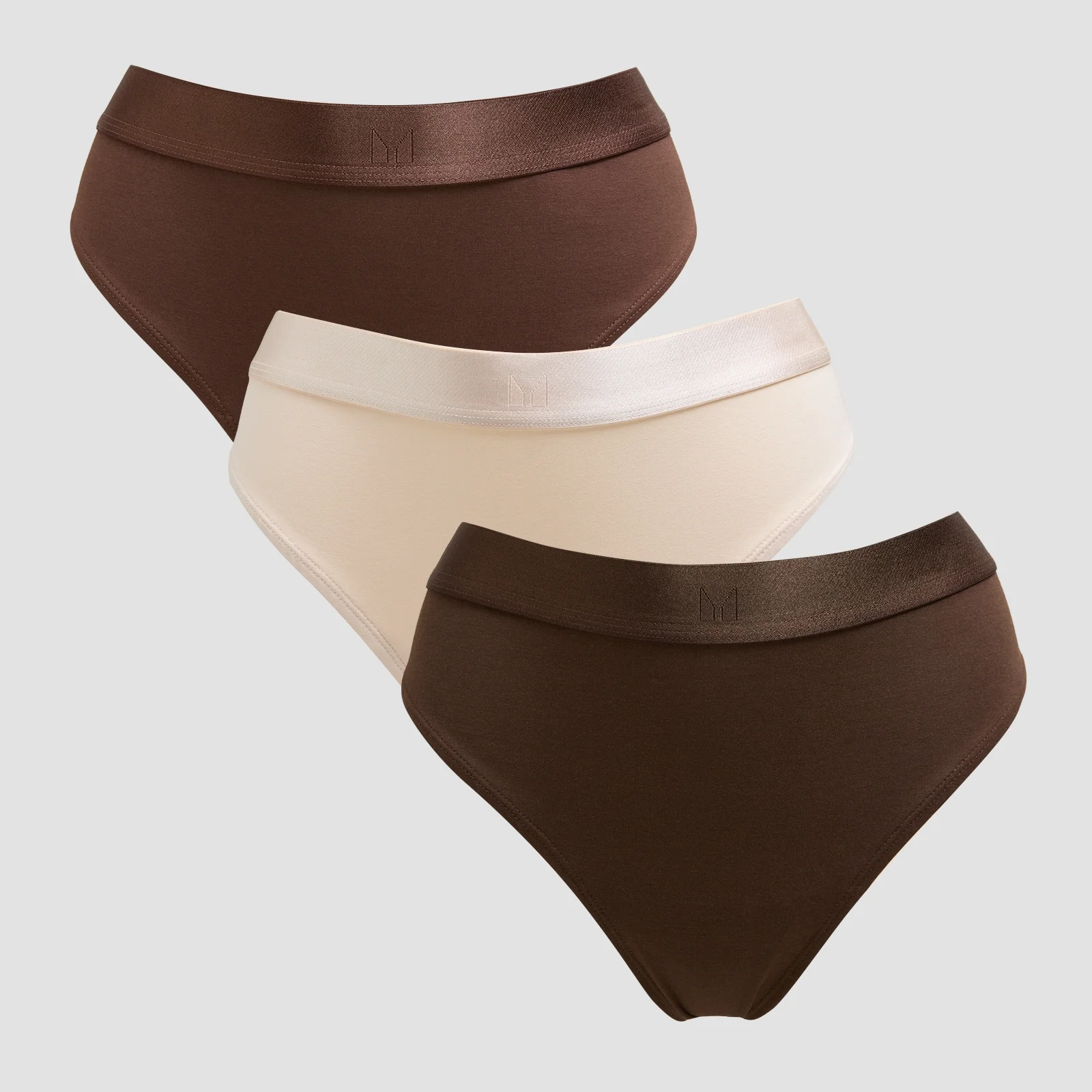MP Women's Mid Rise Thong (3 Pack) - Deep Chocolate/Brown/Warm Cream - XS Bilde 1