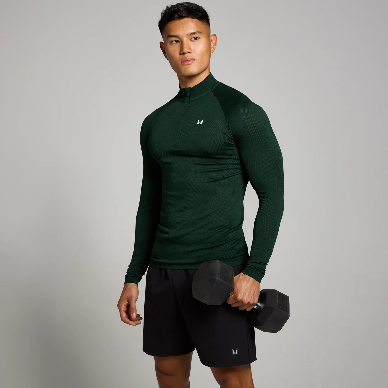 MP Men's Tempo Pillar Graphic Seamless 1/4 Zip - Dark Emerald - XS Bilde 1