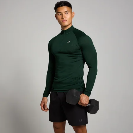 MP Men's Tempo Pillar Graphic Seamless 1/4 Zip - Dark Emerald