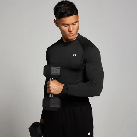 MP Men's Tempo Pillar Graphic Seamless Long Sleeve Top - Black