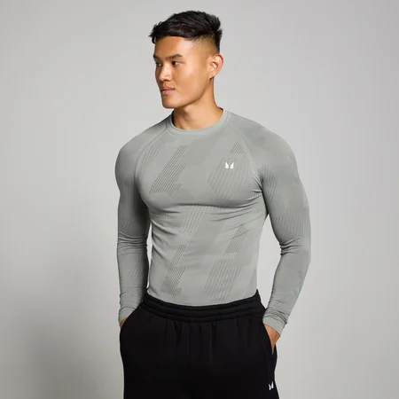 MP Men's Tempo Pillar Graphic Seamless Long Sleeve Top - Storm