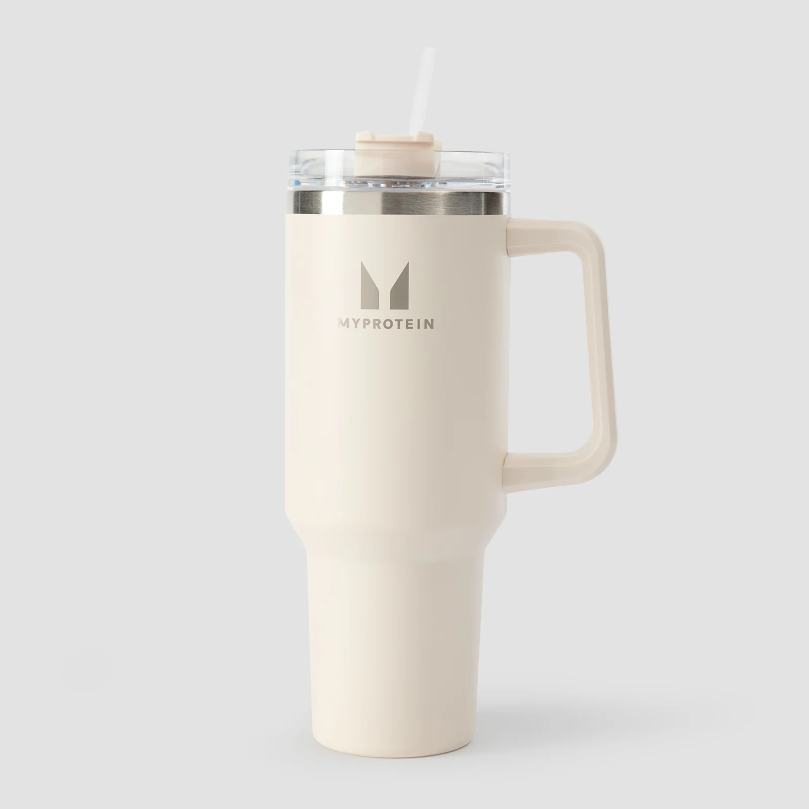 Myprotein Metallflaske med Sidehåndtak og Sugerør 1200ml - Naturlig Krem Bilde 1