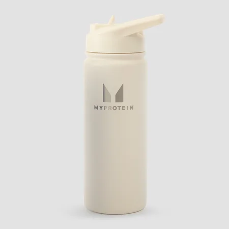 Myprotein Recycled Metal Flip Straw Bottle 500ml - Natural Cream