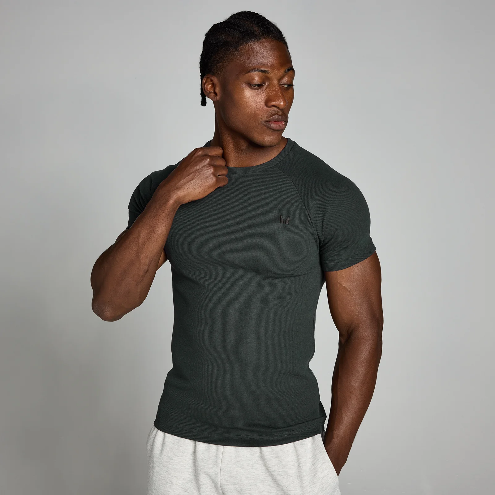 MP Men's Lift Ribbed Muscle Fit T-Shirt - Washed Black - M Bilde 1