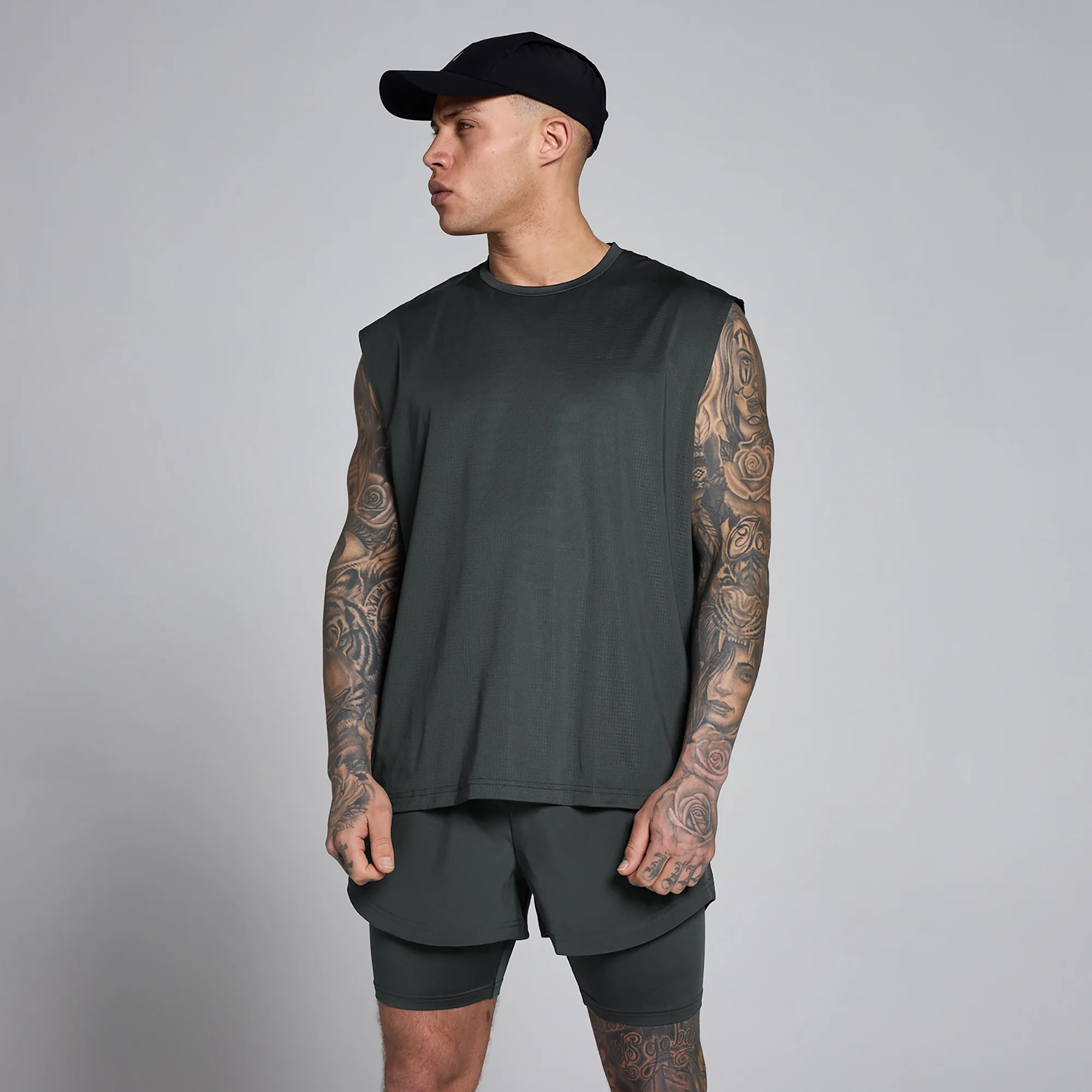 MP Men's Hybrid Oversized Mesh Tank - Washed Black - L Bilde 1