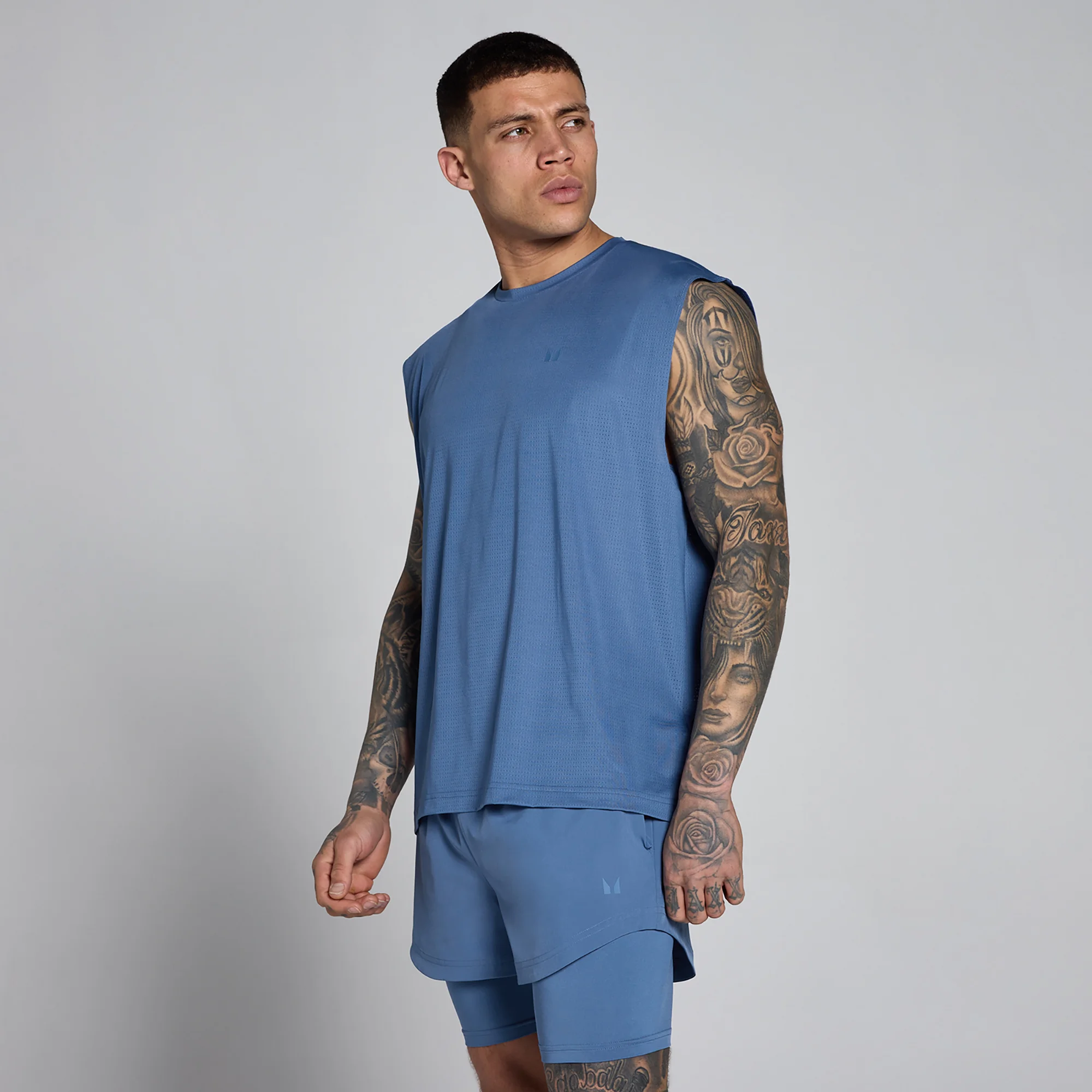 MP Men's Hybrid Oversized Mesh Tank - Slate Blue - XS Bilde 1