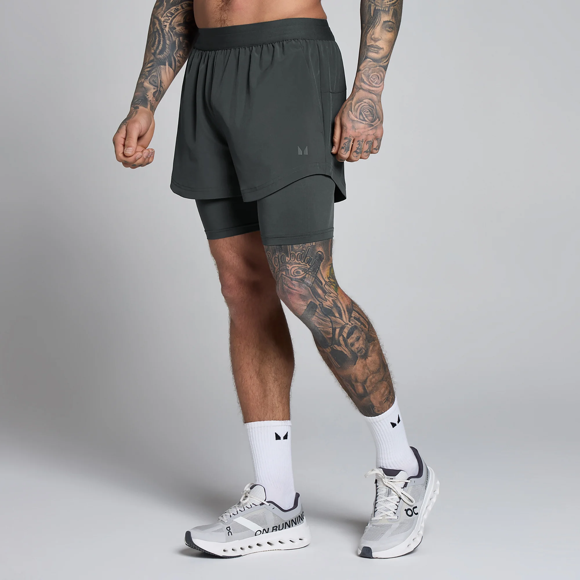 MP Herre Hybrid 5" 2-i-1 Shorts - Vasket Svart - M Bilde 1