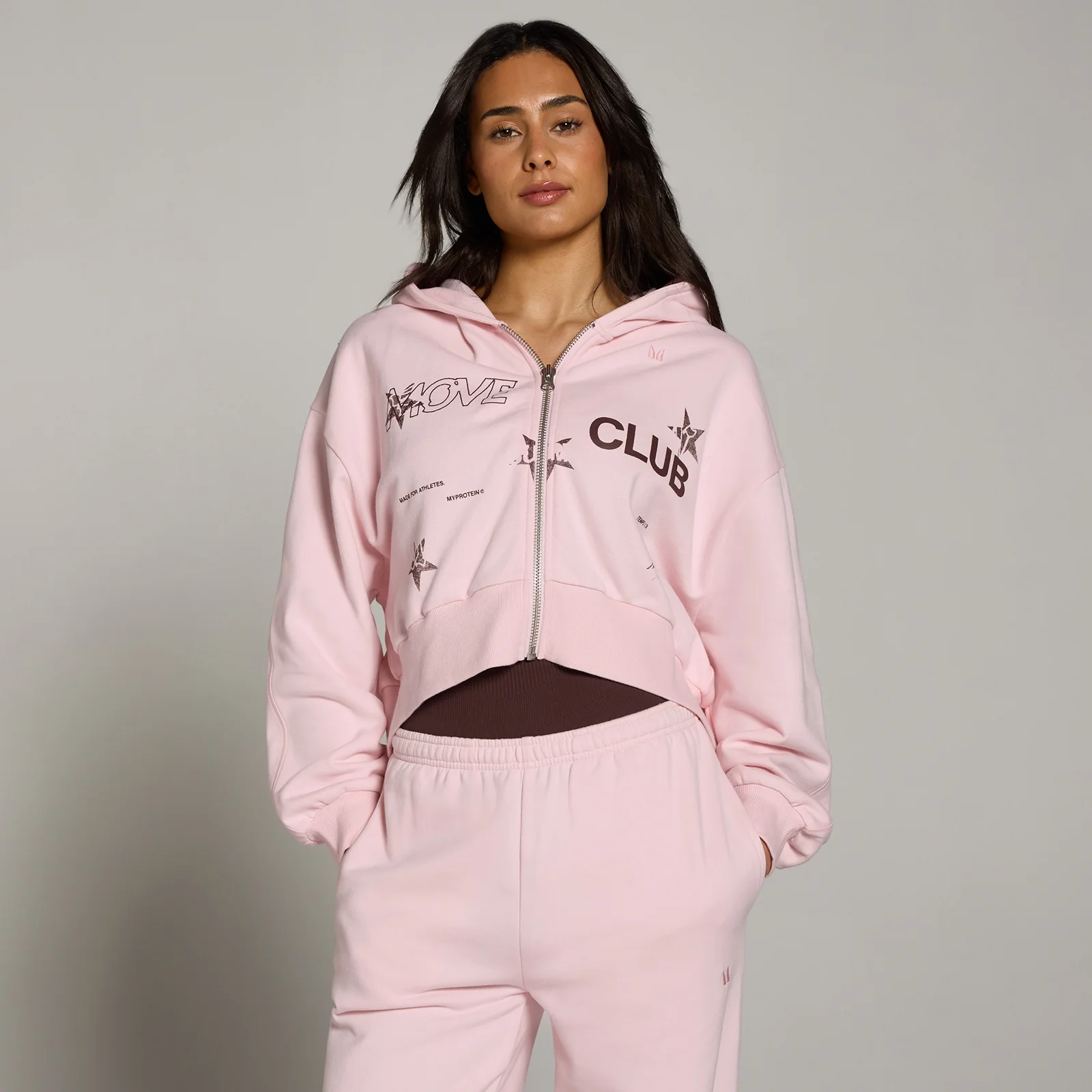 MP Dame Move Club Grafisk Lett Loopback Hettegenser med Glidelås - Blush - L Bilde 1