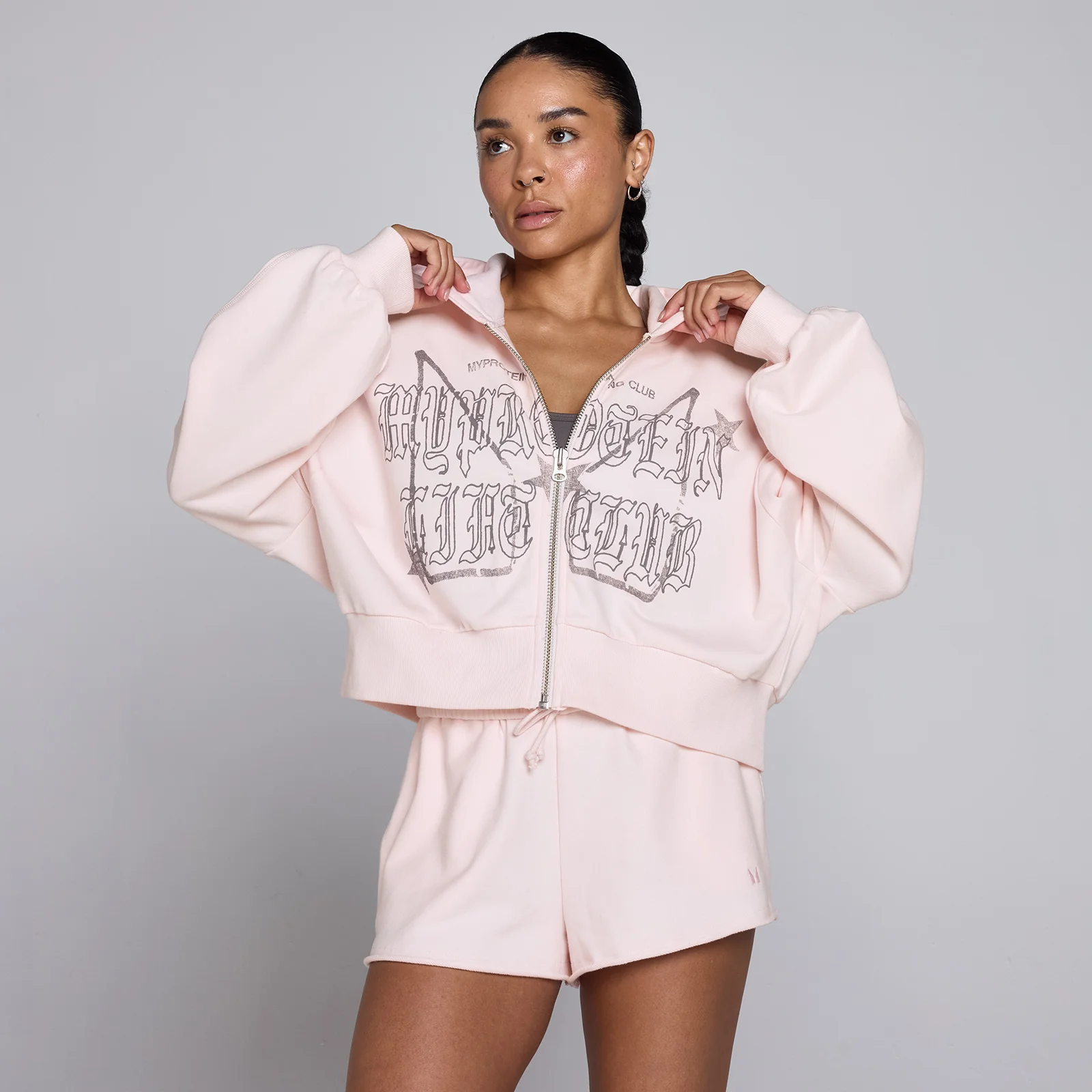 MP Women's Lift Graphic Lightweight Loopback Zip Through Hoodie - Baby Pink - S Bilde 1