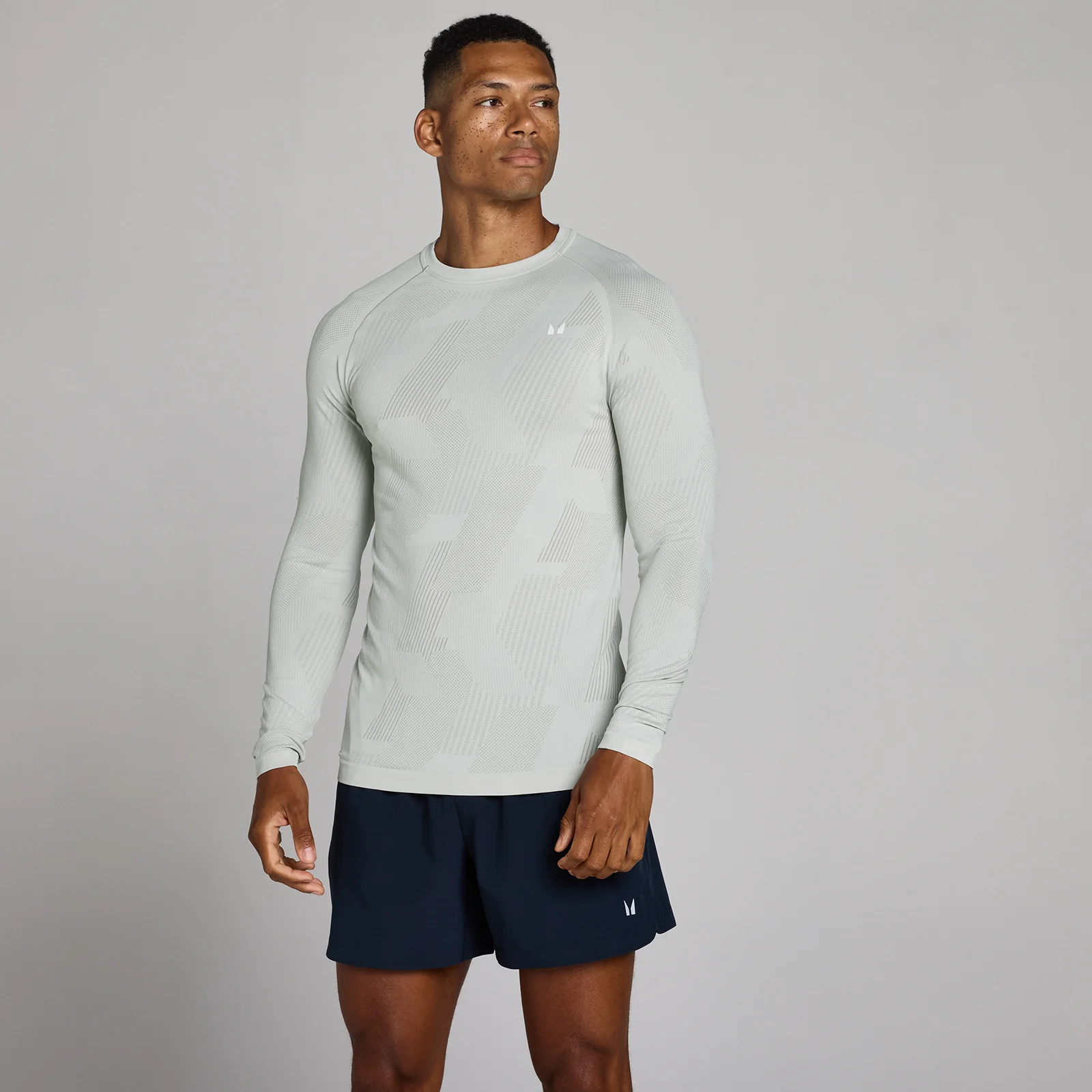 MP Men's Tempo Pillar Graphic Seamless Long Sleeve Top - Chrome - XS Bilde 1