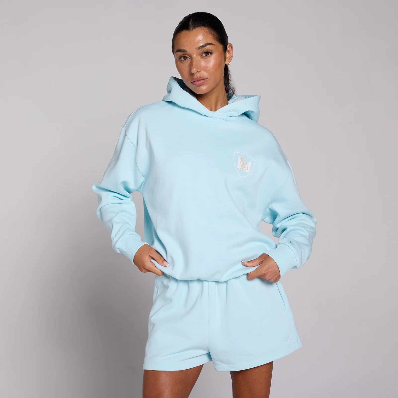 MP Women's Basics SGS Graphic Oversized Hoodie - Baby Blue - S Bilde 1